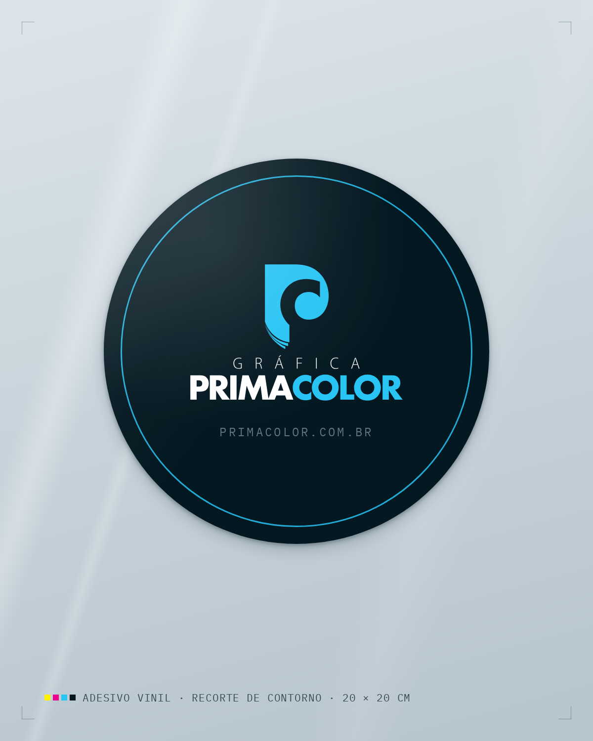 Mockup de adesivo 20cm × 20cm